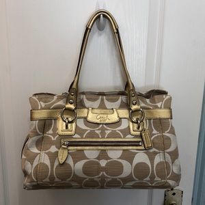 Coach gold and tan purse